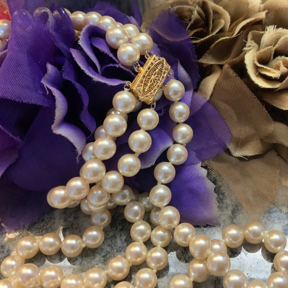 Kenneth Jay Lane Deco three row Pearly Necklace. From Neiman Marcus. - Picture 6 of 11